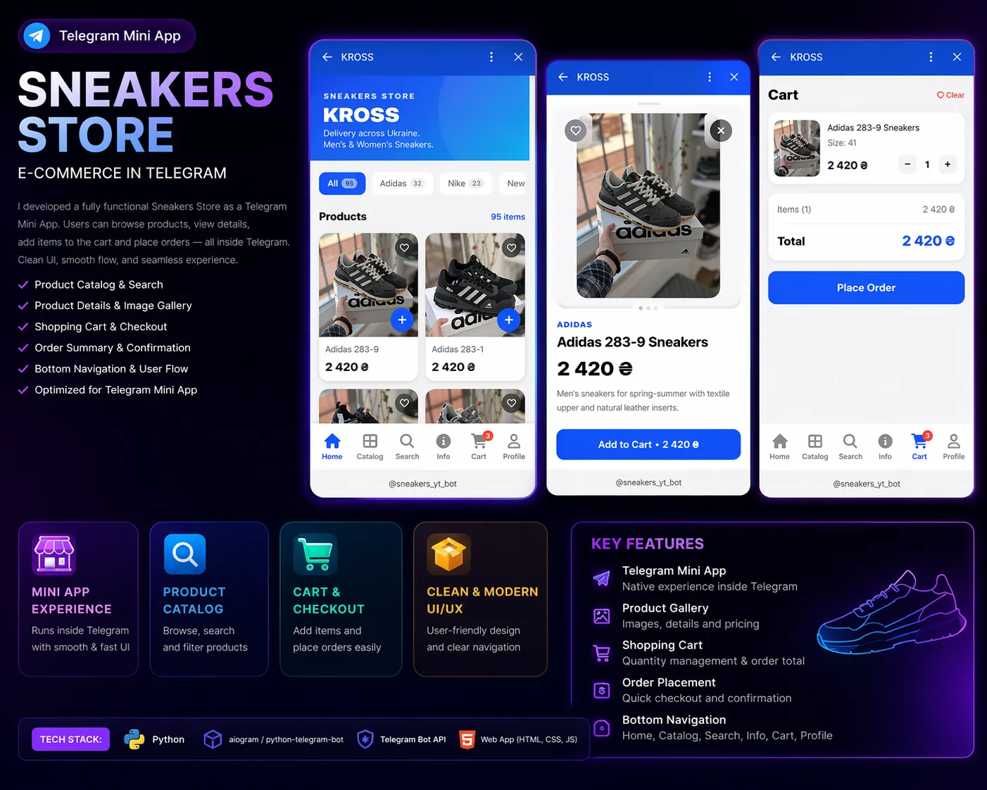 Telegram Mini App for a Sneakers Store