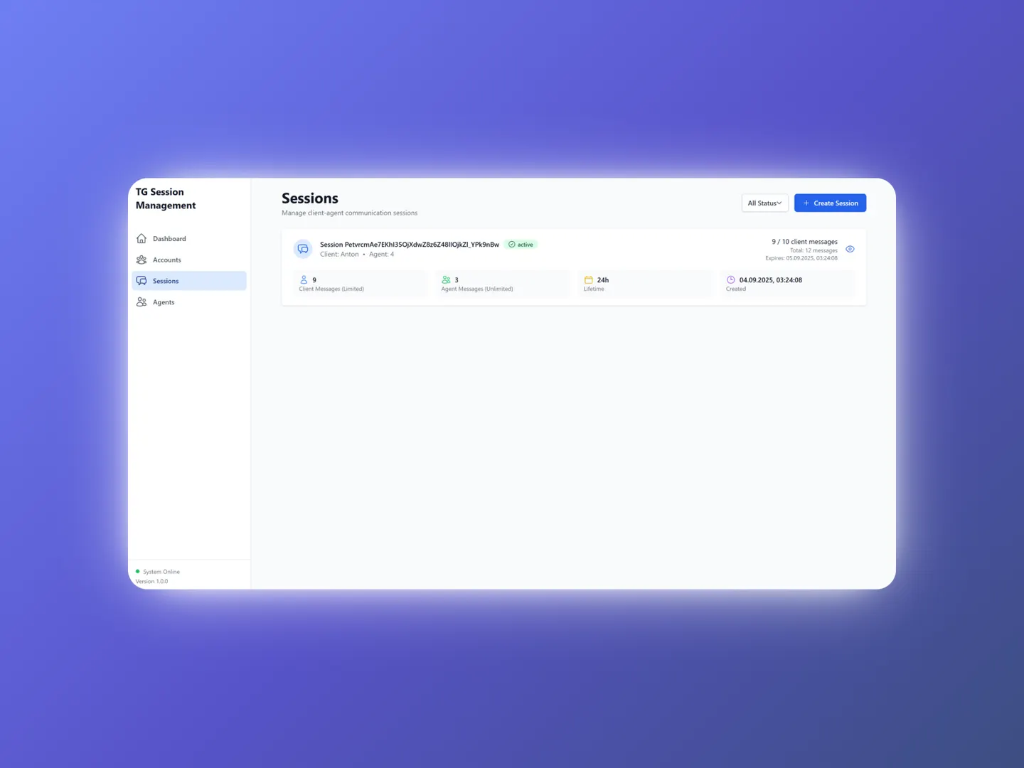 Telegram Bot for Secure Customer–Agent Sessions